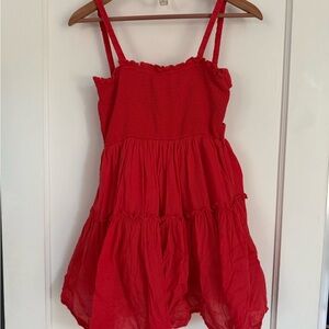 HYFVE Red Tiered Smocked Sundress for Girls